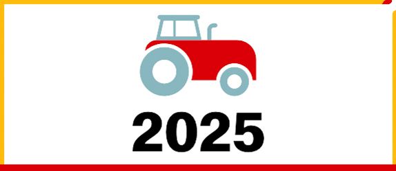 Tractor icon above date 2025.