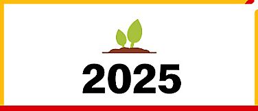 Sprouting plant icon above 2025 date.