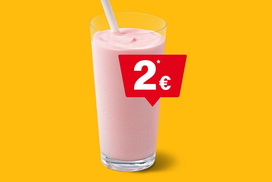 Zu sehen ist ein 0,25l Milchshake 2 €.