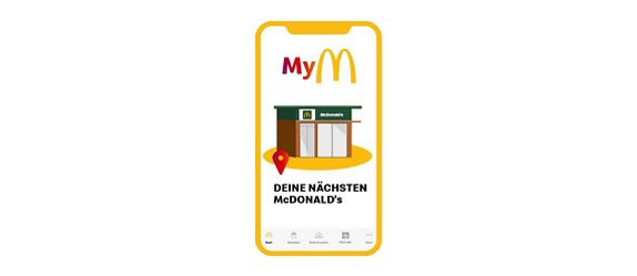 Ein Handyscreen zeigt ein McDonald’s Restaurant in deiner Nähe
