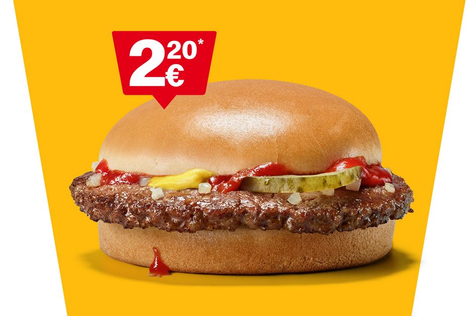 Man sieht einen Hamburger für 2,20 €