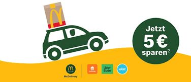 Auf dem Bild befinden sich die Logen der Lieferpartner und das McDelivery® Logo.
