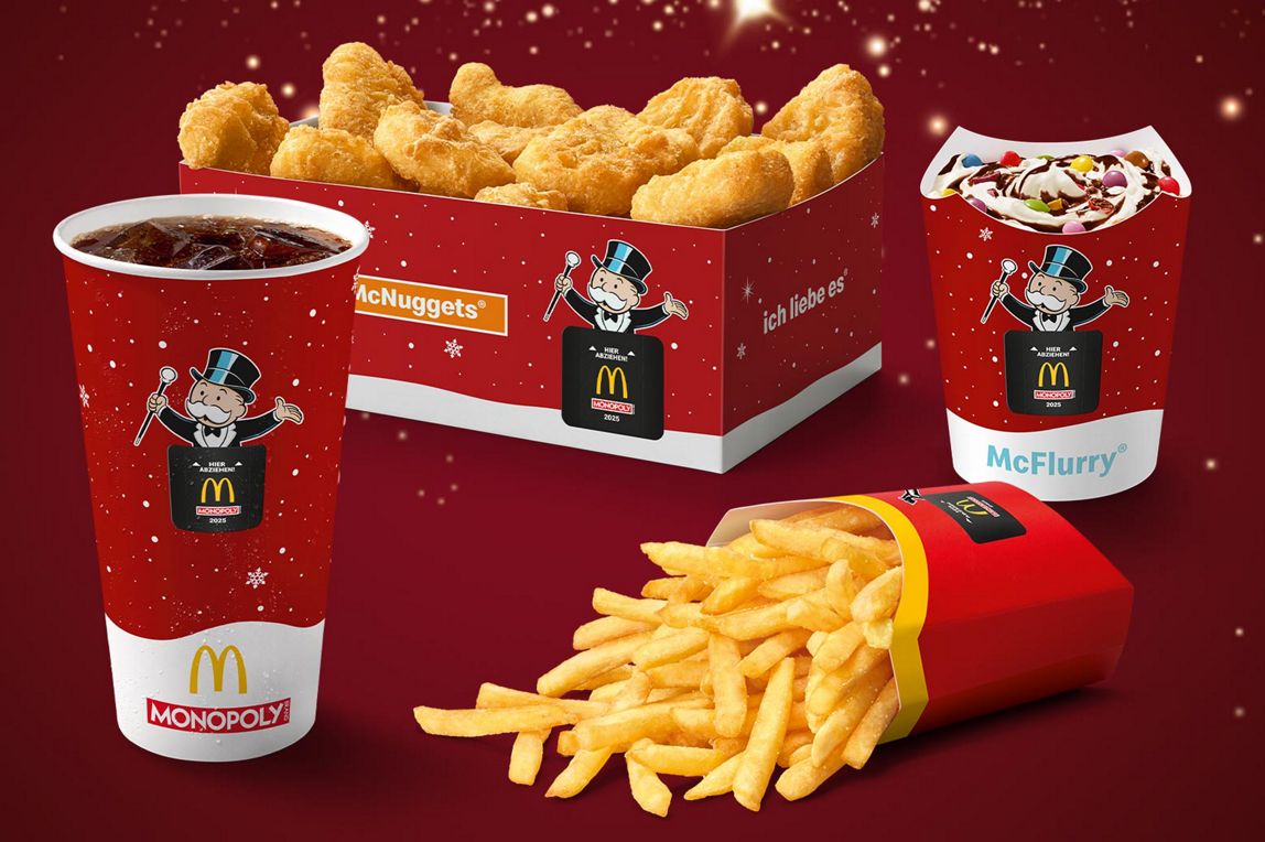 Abbildung beispielhafter MONOPOLY bei McDonald‘s Aktionspackungen