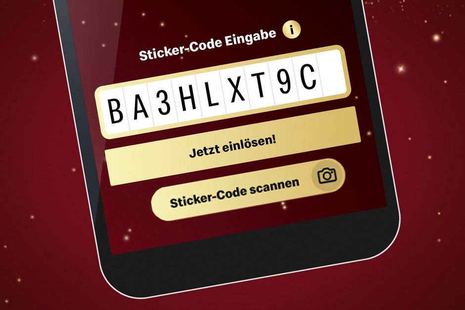 Abbildung Sticker-Code Eingabe in der App.