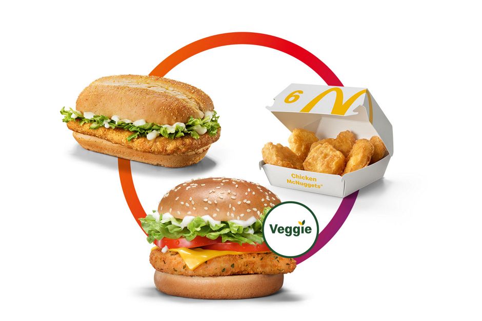 Abgebildet sind 6 Chicken McNuggets®, McVeggie® TS und McChicken® Classic