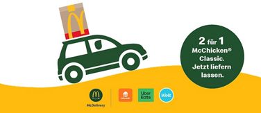 Auf dem Bild befinden sich die Logen der Lieferpartner und das McDelivery® Logo.