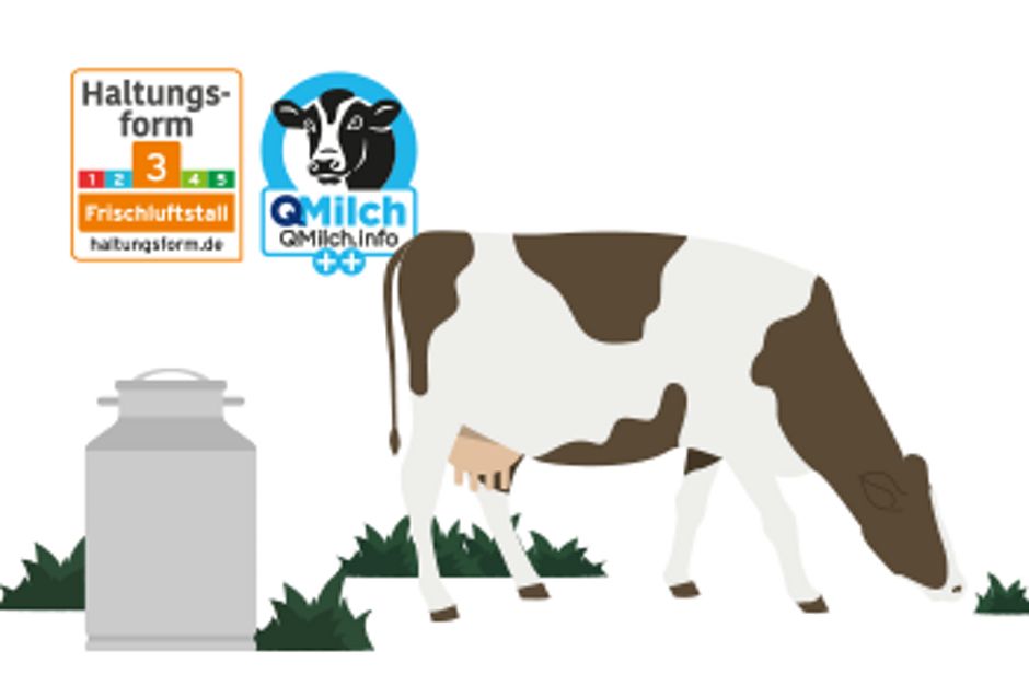Piktogramm einer Kuh mit dem Label zu Haltungsform 3