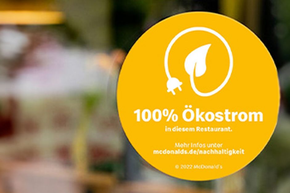 Siegel zu 100 % Ökostrom in allen Restaurants