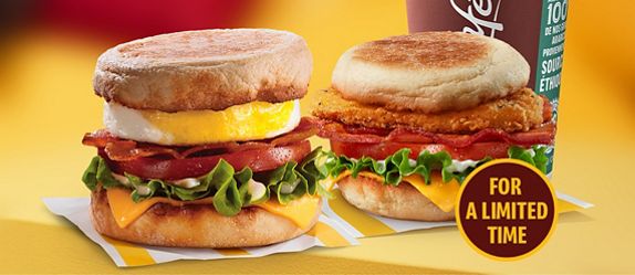 Egg BLT McMuffin and the new Chicken BLT McMuffin, for a limited time