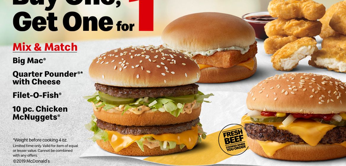 McDonald's Unveils New Deal Buy One, Get One For $1