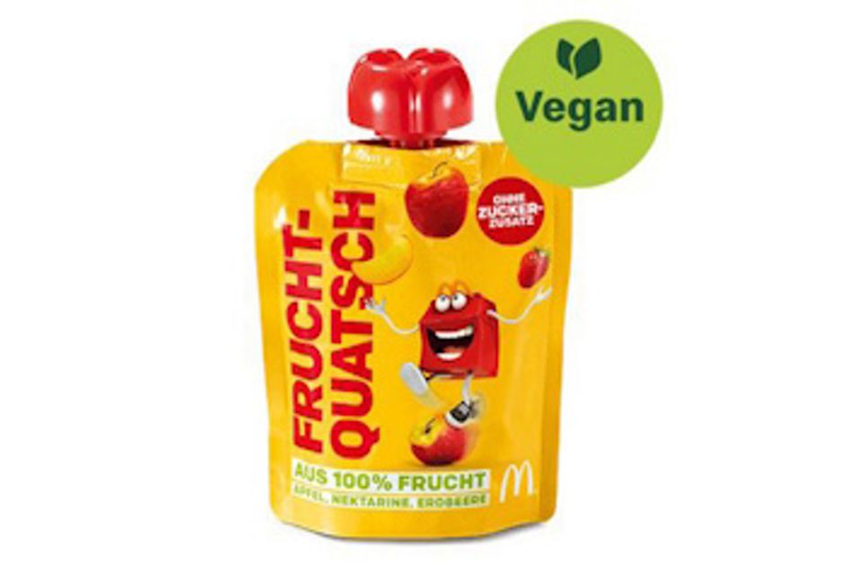 Abbildung des veganen Fruchtpürees, das im Happy Meal erhältlich ist