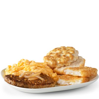 Big Breakfast Steak Hotcakes Scrambled With Biscuit