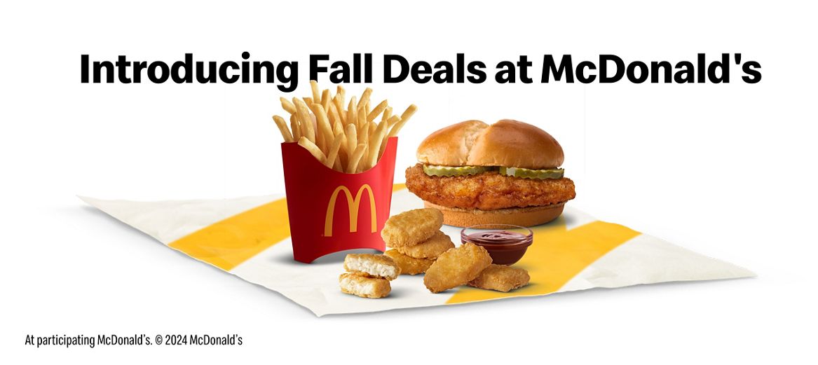 fall deals menu items french fries mcchiccken 4 piece mcnuggets 