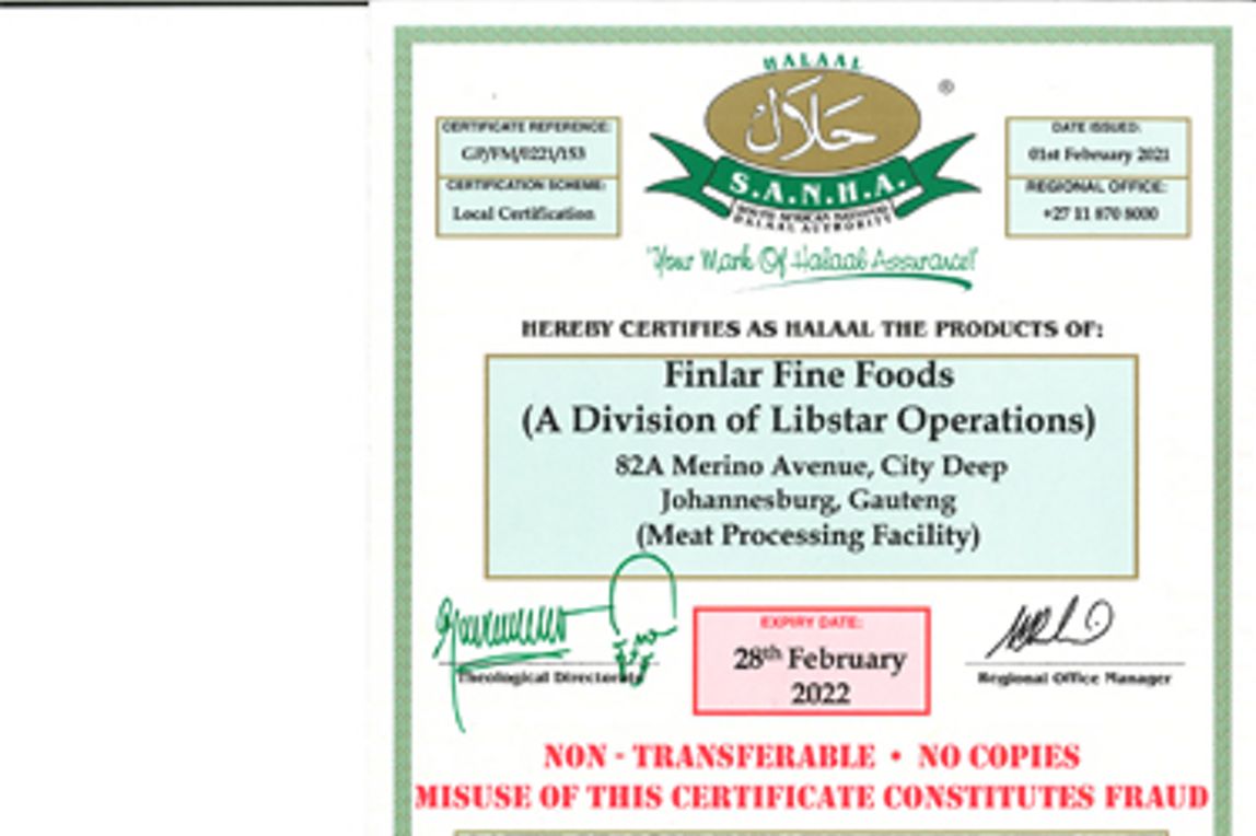 Halal certificate