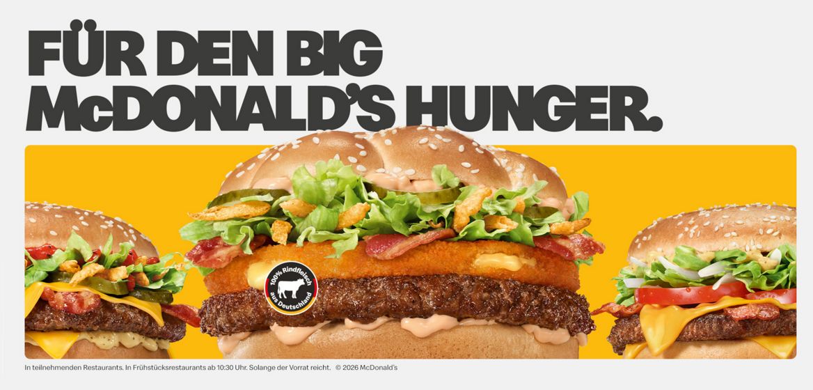 Die drei Kampagnen Burger unter dem Slogan "Für den BIG McDonald’s Hunger"
