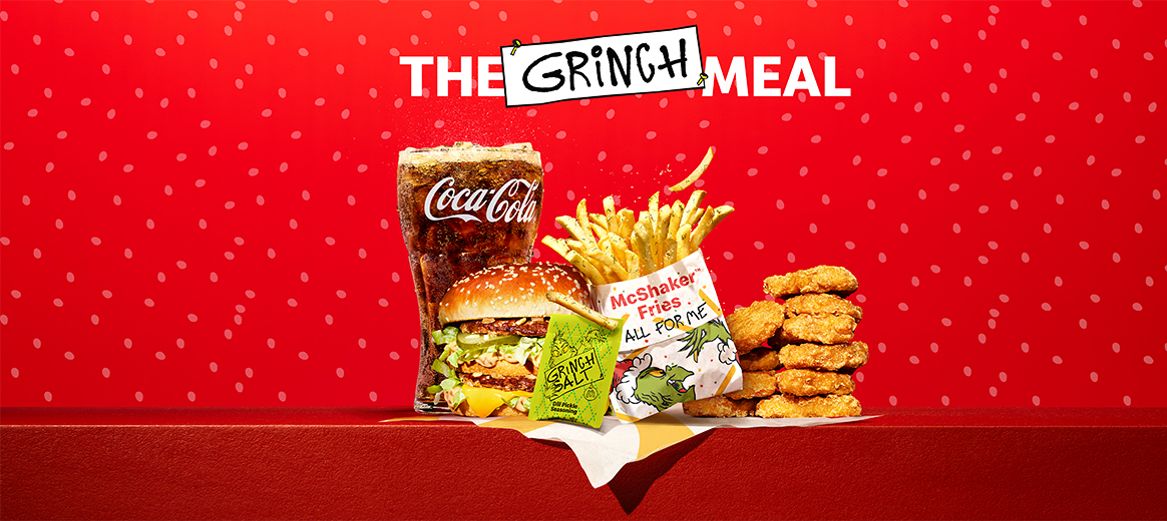 The Grinch meal showing a BigMac fries and chicken nuggets 