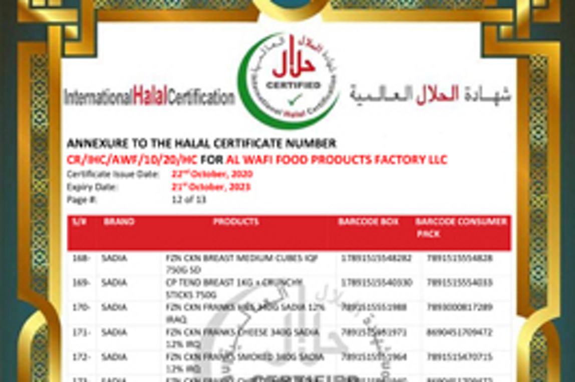 Halal certificate