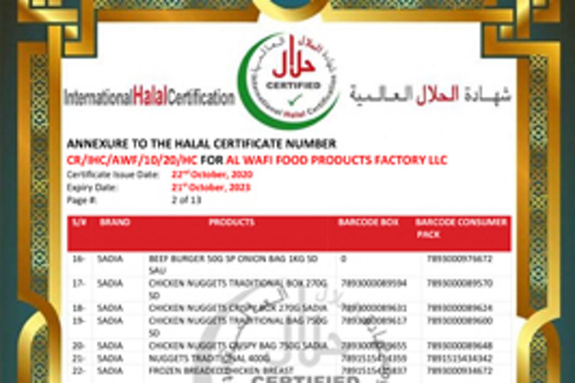 Halal certificate