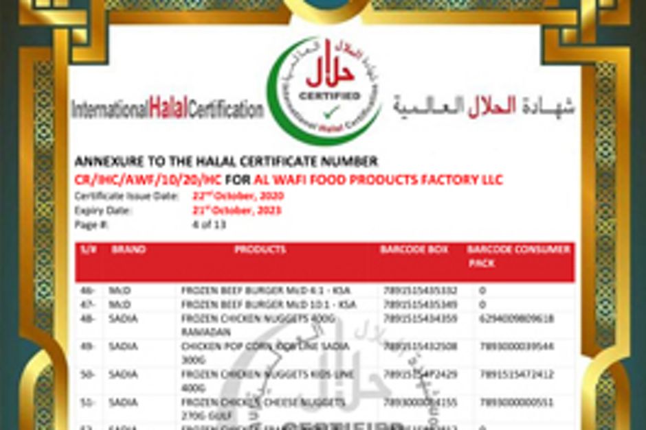 Halal certificate