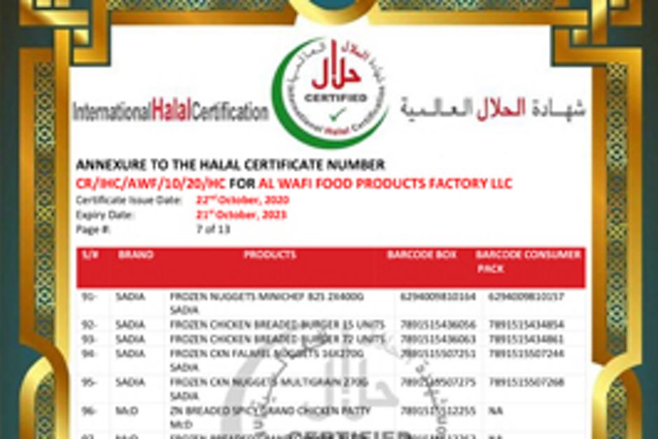 Halal certificate