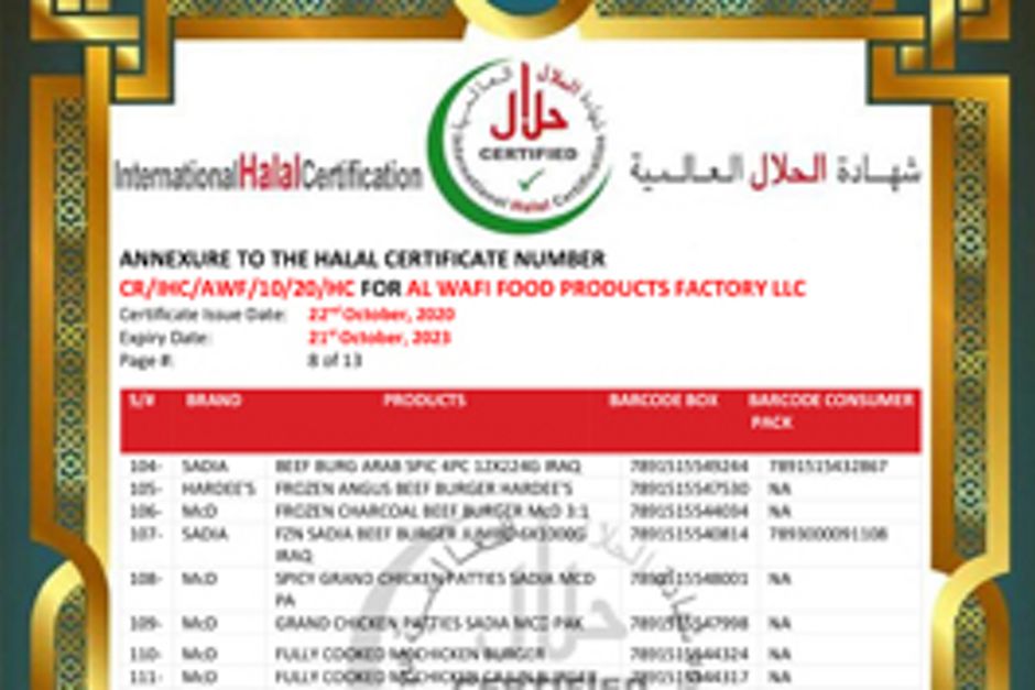 Halal certificate