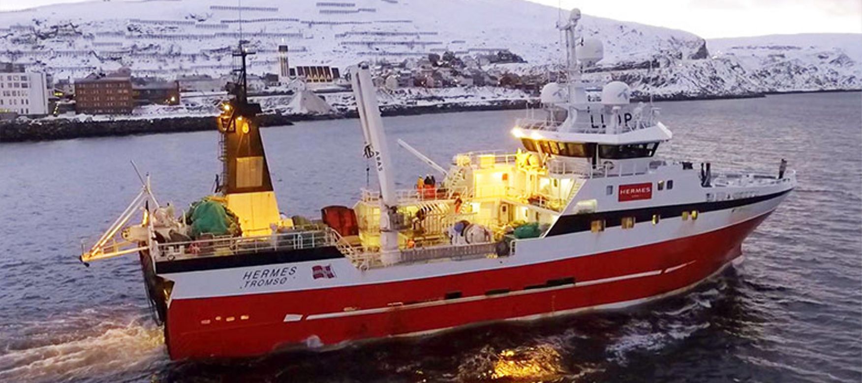 Das Schiff Hermes, das für McDonald‘s im Nordost-Atlantik unterwegs ist.