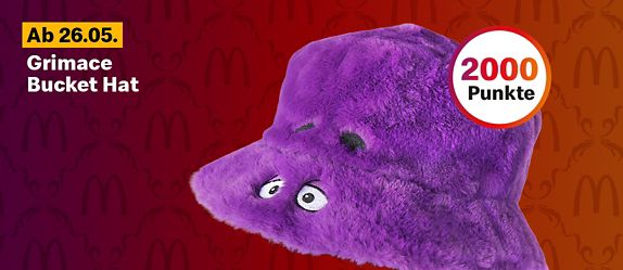 Grimace Bucket Hat ab 26.05. für 2000 Punkte.