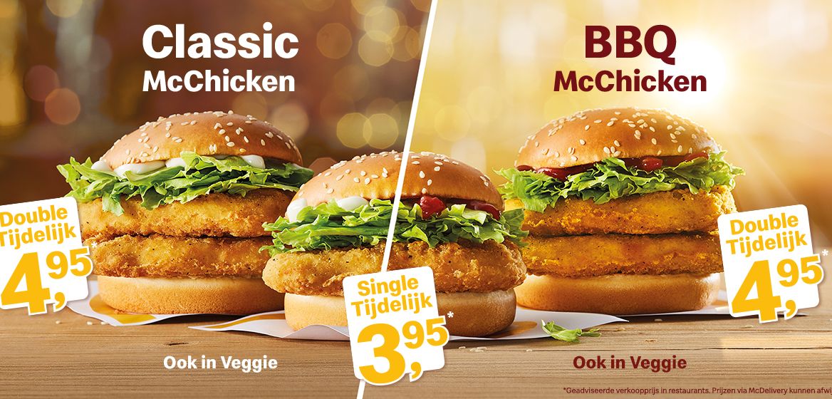Classic McChicken & BBQ McChicken ook in veggie