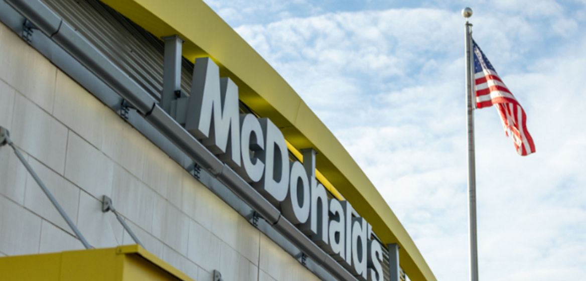 mcdonalds restaurant with american flag