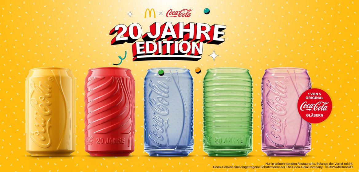 Coca Cola Gläser in der 20 Jahre Edition