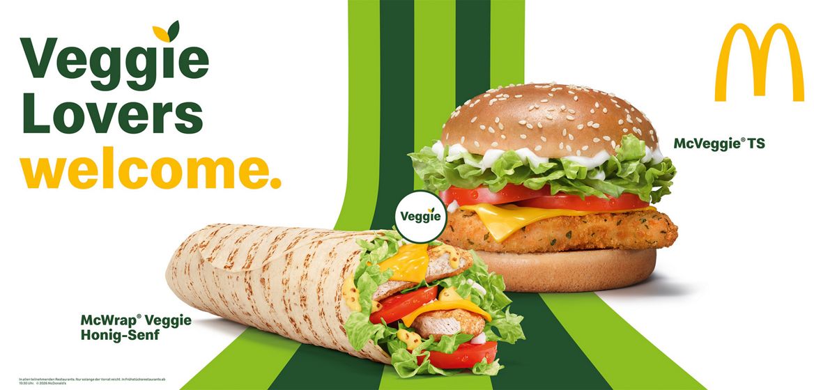 Veggie Lovers welcome - abgebildet sind ein McVeggie und ein McWrap
