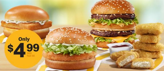 Big Mac, McChicken, Filet-O-Fish or 6-pc Chicken McNuggets for just $4.99 each plus tax