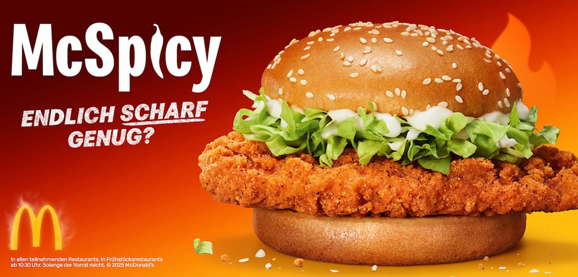 Abbildung des neuen McSpicy mit der Frage: Endlich scharf genug?