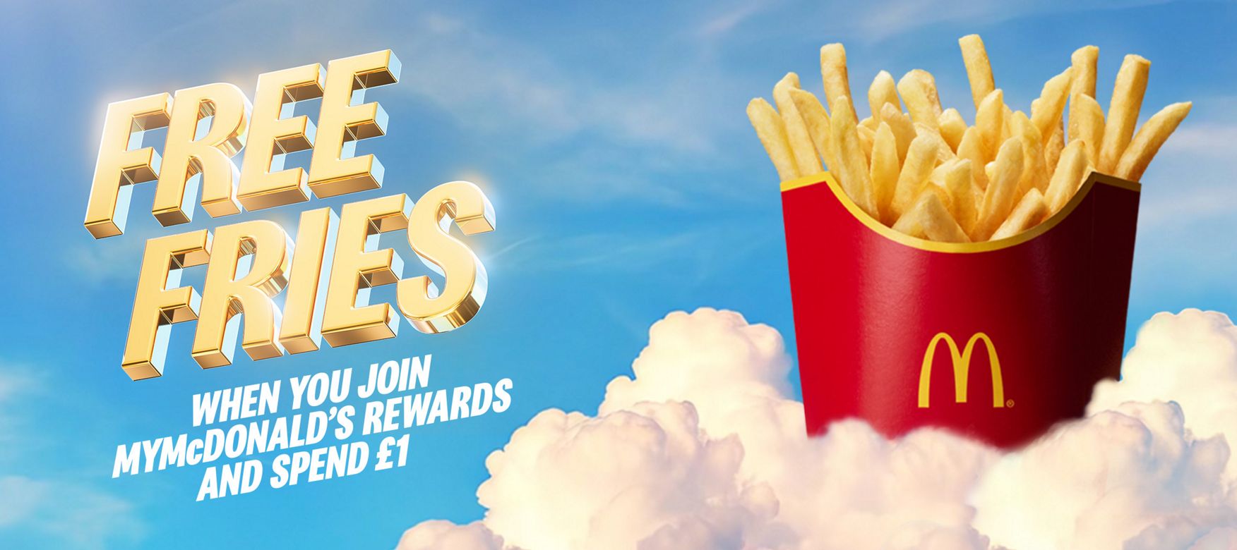 Bright sky with clouds and large gold “MASTER” text alongside “YOUR McDonald’s” branding, styled as a bold promotional header.