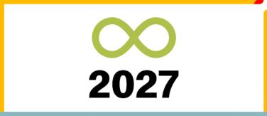 Green infinity icon above the date 2027.