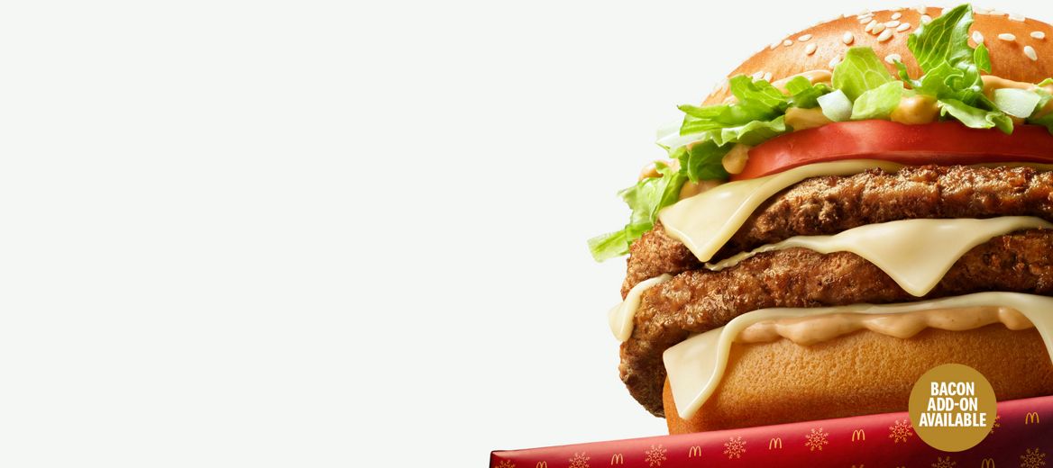 Double Big Tasty (with bacon,) on a white background