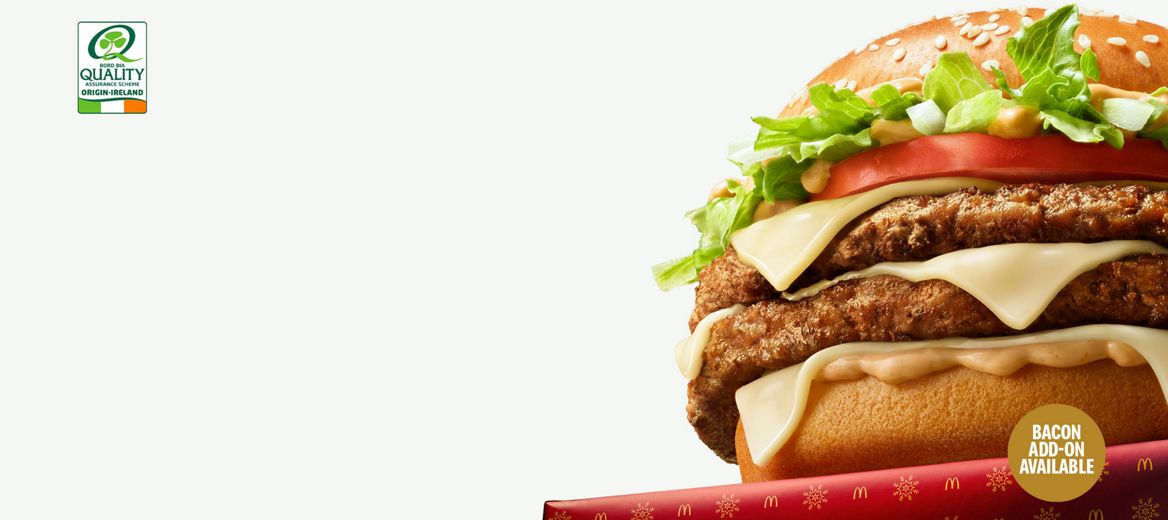 Double Big Tasty (with bacon,) on a white background