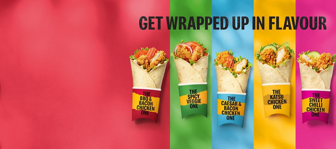 Five wraps on a red background