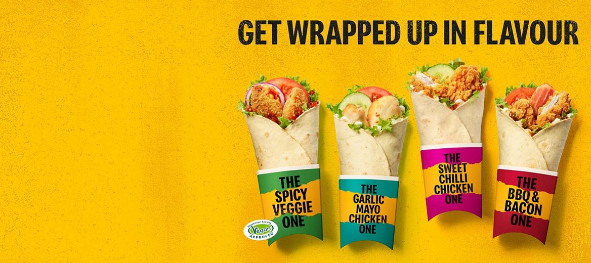 4 wraps on a yellow background