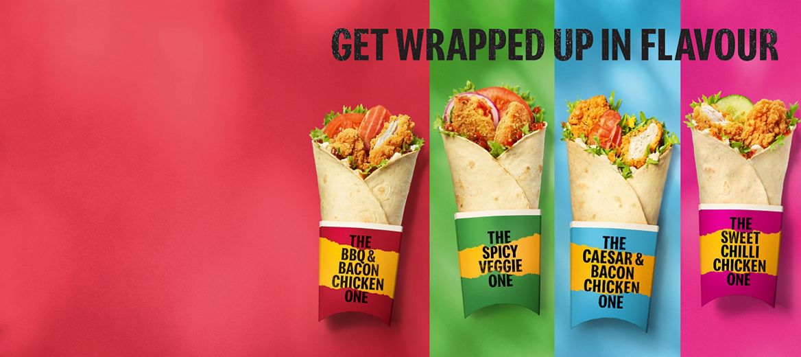 Four wraps on a red background