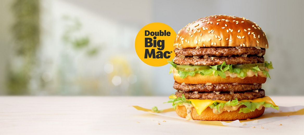 Double Big Mac® on a white shelf.