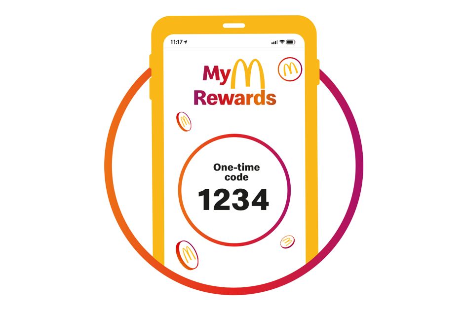 My McDonald’s Rewards app with one-time code to order.