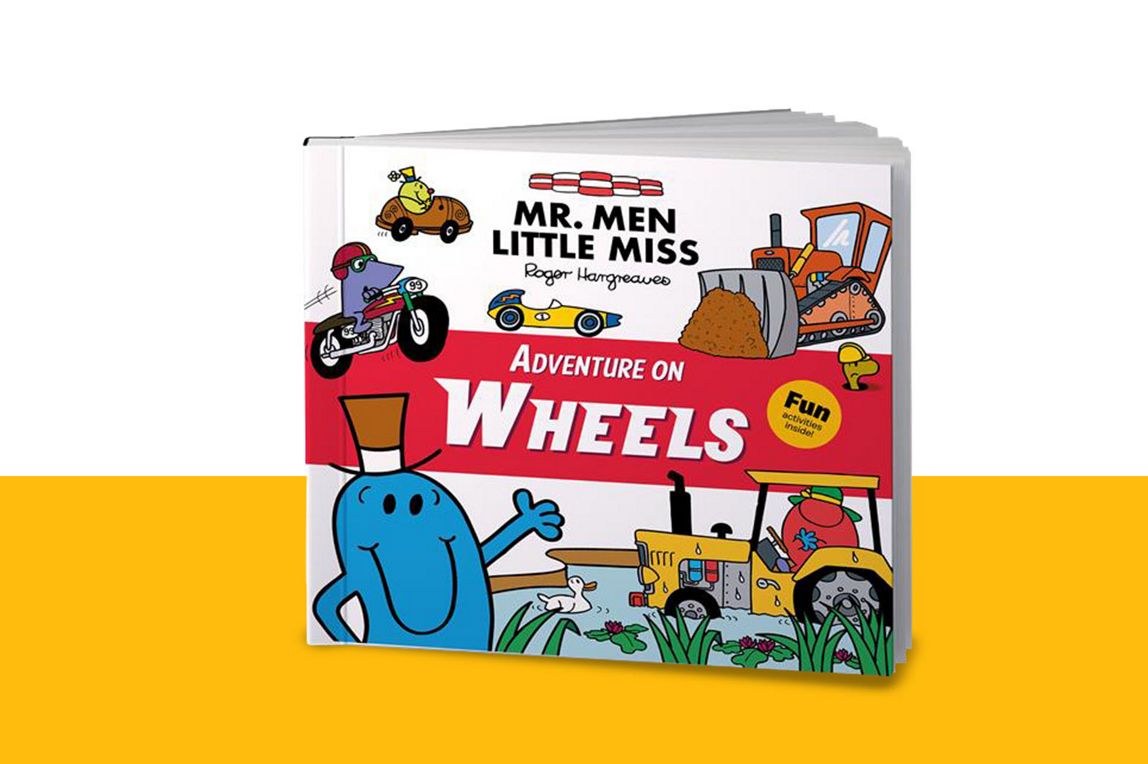  Cover of the Mr Men Little Miss Adventure on Wheels publication.
