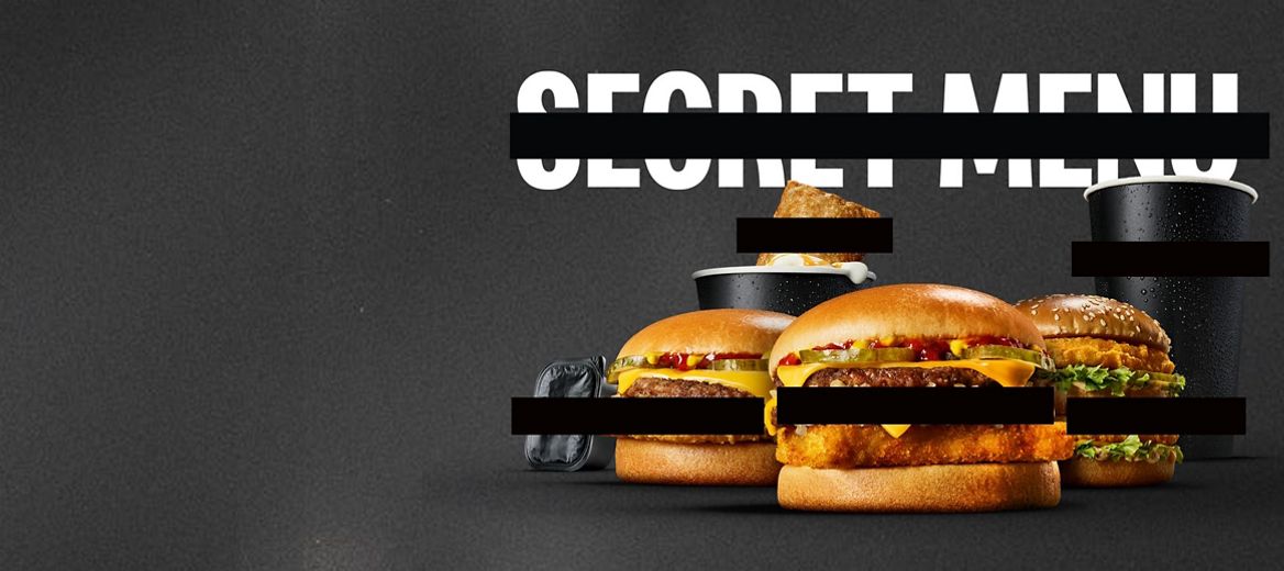 Images of the McDonald’s Secret Menu products on a black background.
