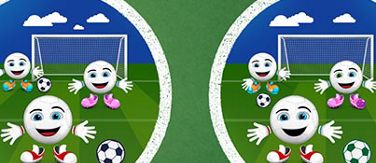 McDonald’s Fun Football mascots standing in front of the goal on two football pitches