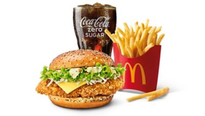 Homestyle Crispy Chicken Honey Mustard Voordeelmenu » Krokante, juicy kip met een zoet scherpe saus. Maak 't compleet met een Voordeelmenu ☆ McDonald's
