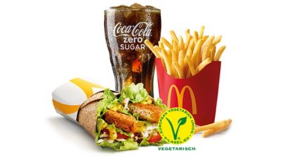 Veggie McWrap Honey Mustard Voordeelmenu » Een heerlijke Veggie Wrap met een saus van zoete honing en scherpe mosterd! ☆ McDonald's