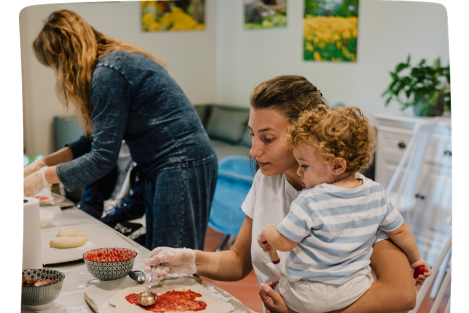 Three images of families supporting their young children who have undergone or are currently undergoing medical treatment. 