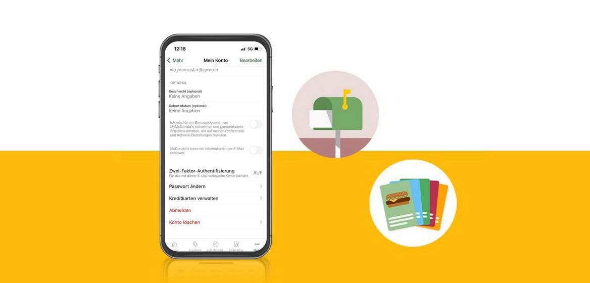 Zwei-Faktor-Authentifizierung MacDonald's app