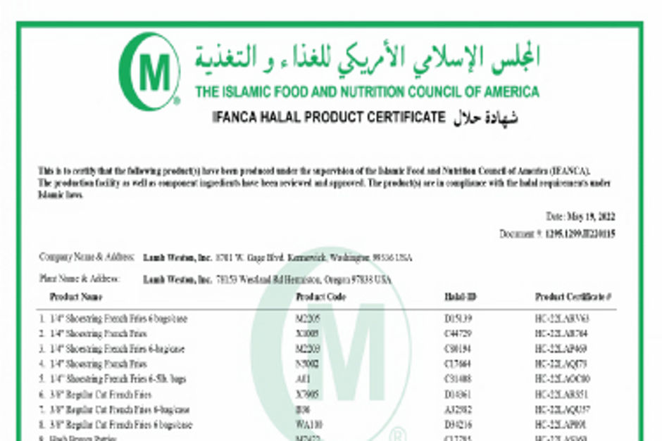 Halal certificate